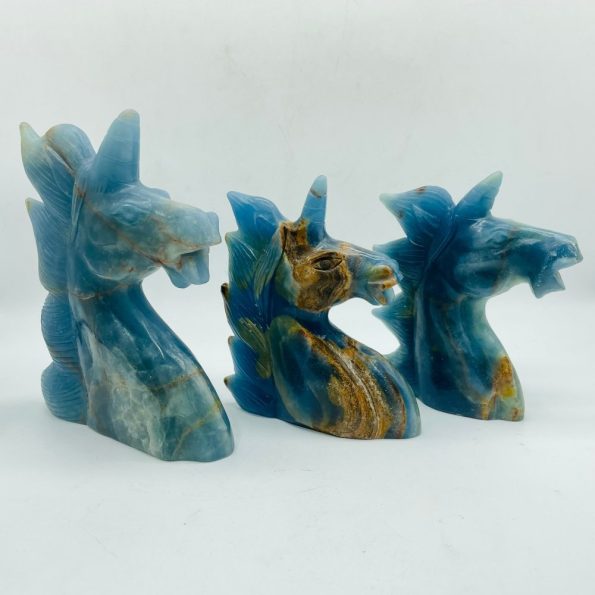 Pieces Large Blue Onyx Unicorn Carving