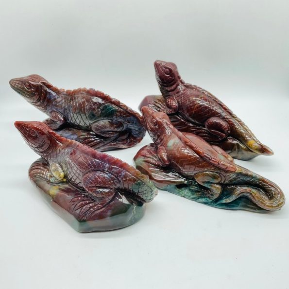 Pieces High Quality Ocean Jasper Lizard Carving