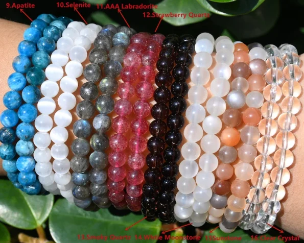 70 Kinds of 6MM Round Gemstone Bracelet