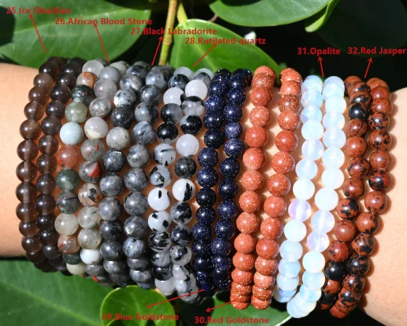 70 Kinds of 6MM Round Gemstone Bracelet