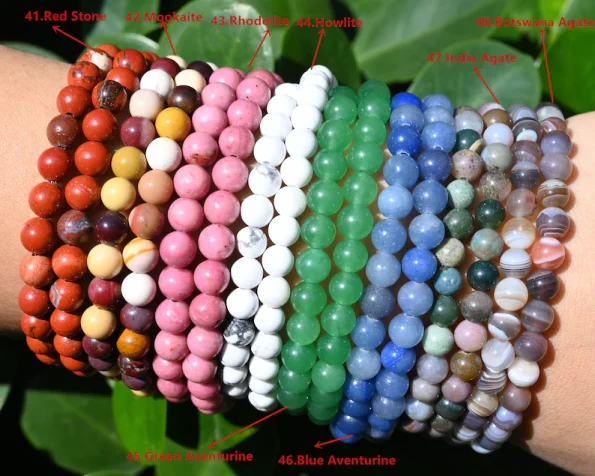 70 Kinds of 6MM Round Gemstone Bracelet