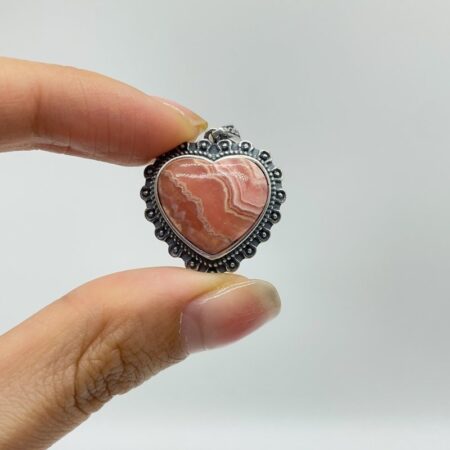 12 Pieces Sterling Silver Heart Rhodochrosite Different Styles Beautiful Pendant