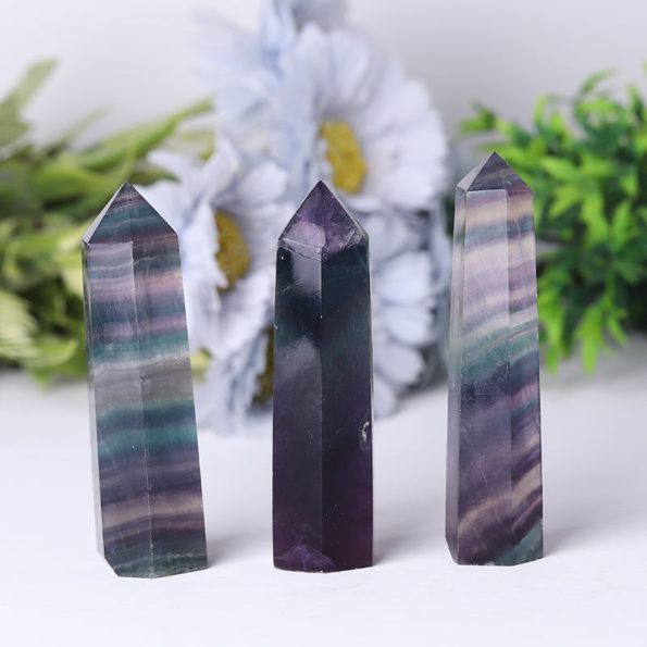 High Quality Crystal Wand Points Colorful Fluorite Tower Small Rainbow Fluorite Point