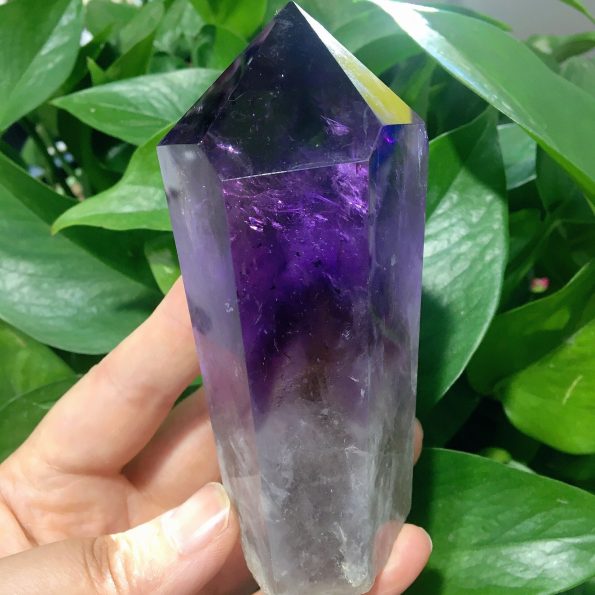 Dark Purple Amethyst Point Half Polished #1