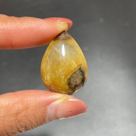 Beautiful Golden Rutile Mixed Green Garden Quartz Teardrop Pendant