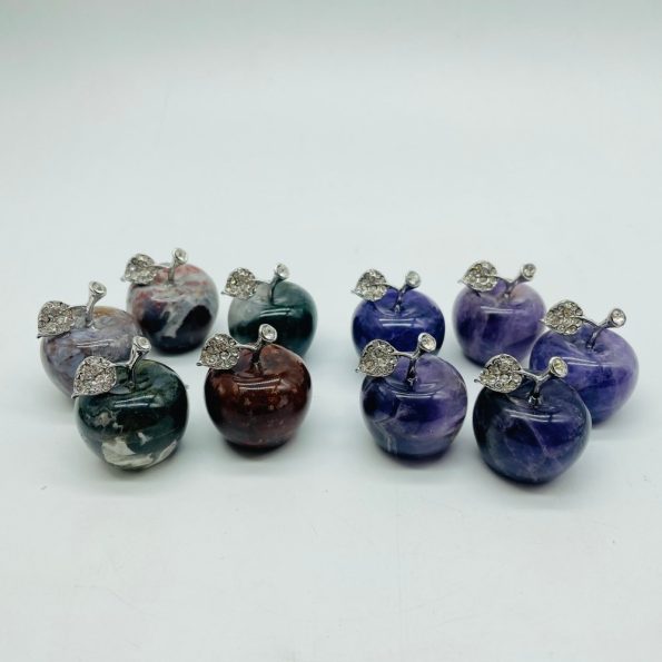 Chevron Amethyst & Ocean Jasper Apple Carving Wholesale