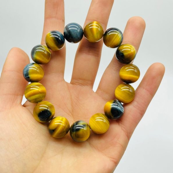 High Grade Gold Blue Tiger Eye Flash Bracelet (HGUB02)