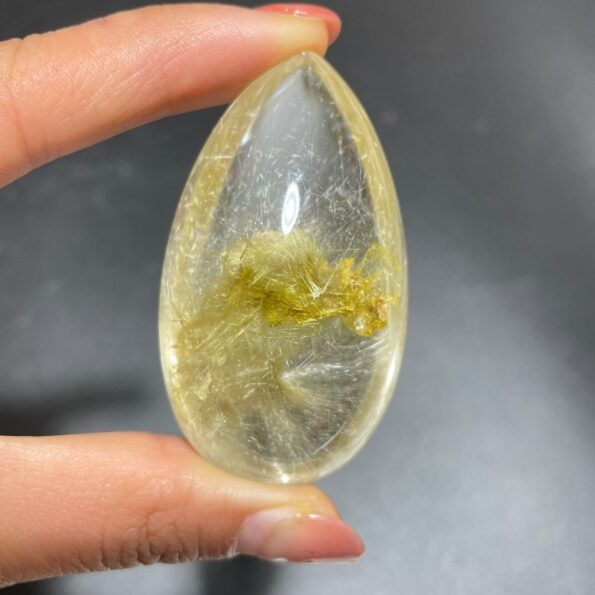 Rutile Mixed Garden Quartz Teardrop Shape Crystal