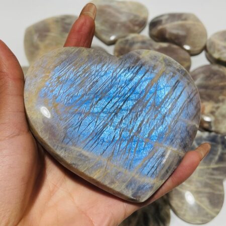 14 Pieces Large Moonstone Mixed Sunstone Heart