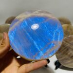 9 Pieces Blue Moonstone Round Plate Home Decoration With Plastic Base