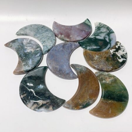 Colorful Moss Agate Moon Carving Wholesale